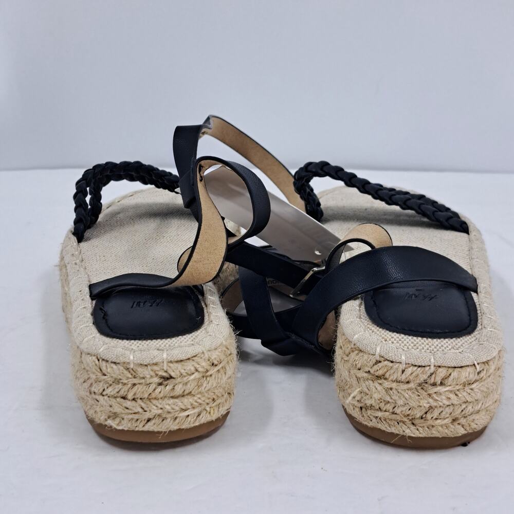 H&M Sandals 38 EU 7 US Braided Detail Espadrilles‎ Platform Ankle Strap Black - Picture 7 of 12